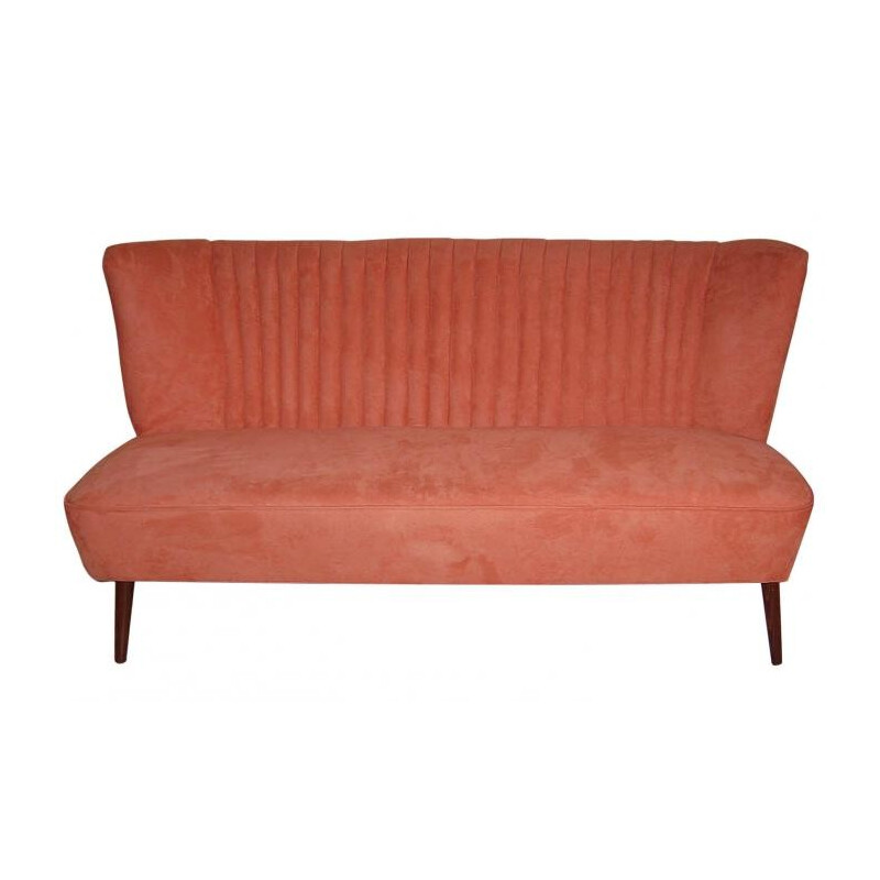 2-seater vintage sofa reupholstered in velvet, 1950