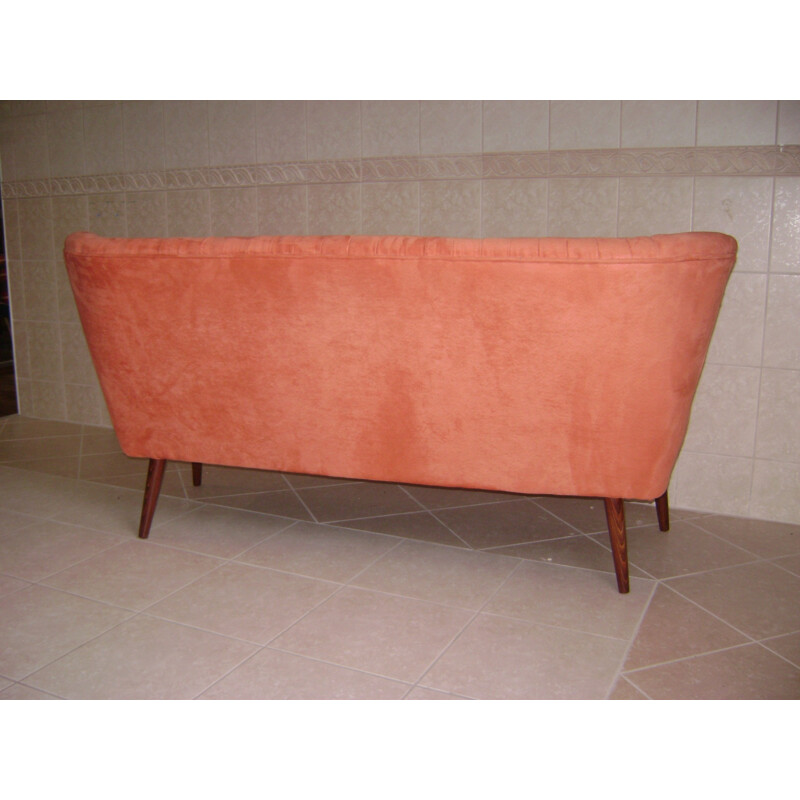 2-seater vintage sofa reupholstered in velvet, 1950