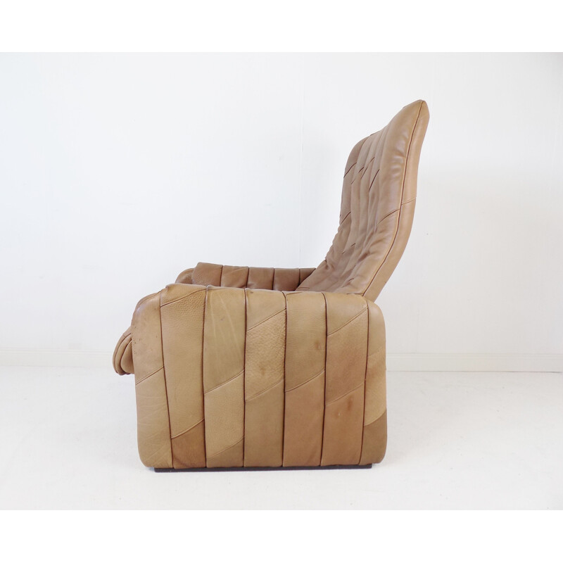 Vintage leather patchwork De Sede armchair