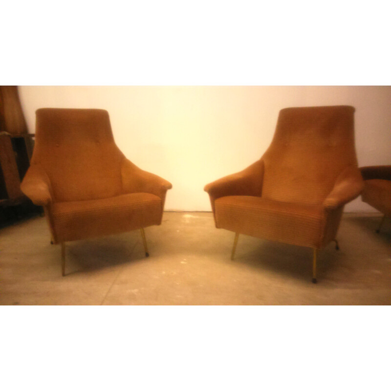 Vintage Italian sofa and 2 armchairs in fabric - 1960s