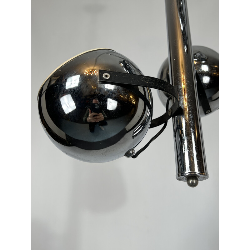 Vintage chrome-plated three-light chandelier by Goffredo Reggiani, 1970