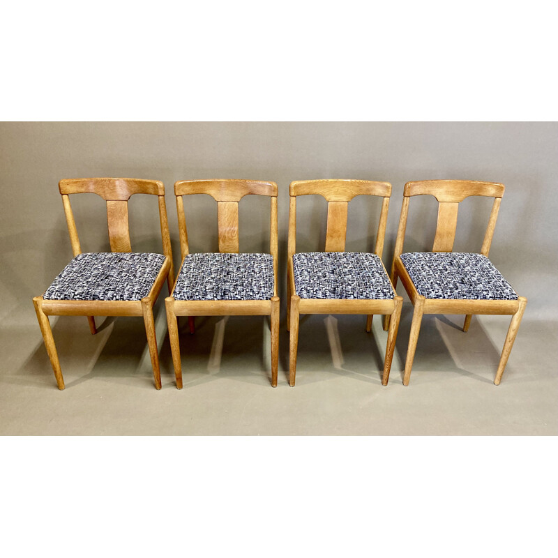 Ensemble de 4 chaises vintage scandinave en chêne, 1950