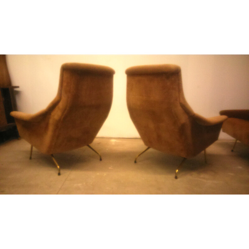 Vintage Italian sofa and 2 armchairs in fabric - 1960s