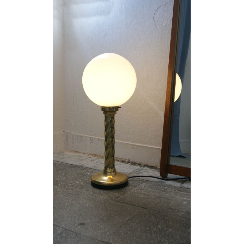 Lampe de table vintage en laiton par Rogo Leuchten, 1970