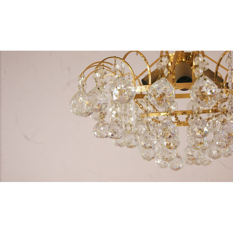 Vintage brass and crystal chandelier by Christoph Palme