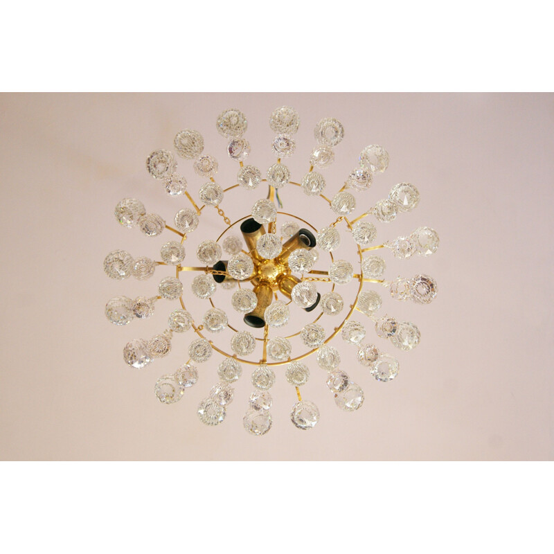 Vintage brass and crystal chandelier by Christoph Palme