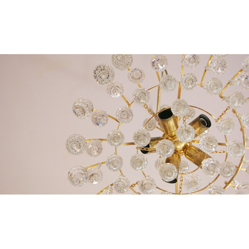 Vintage brass and crystal chandelier by Christoph Palme