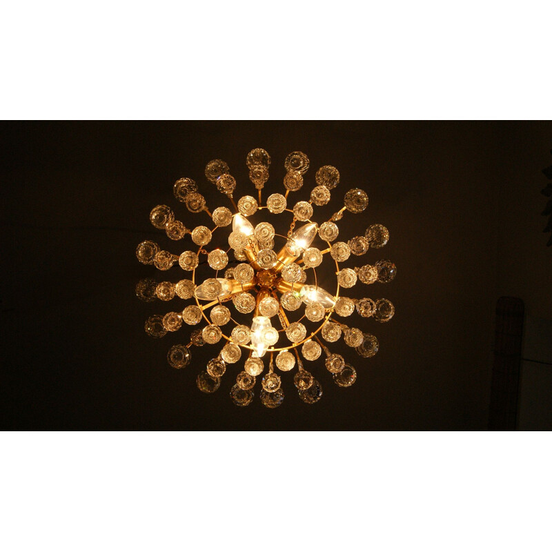 Vintage brass and crystal chandelier by Christoph Palme