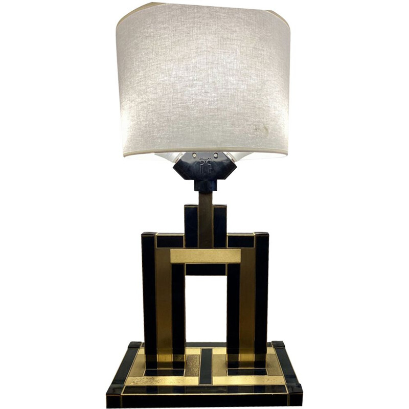 Vintage black and gold lamp, 1970