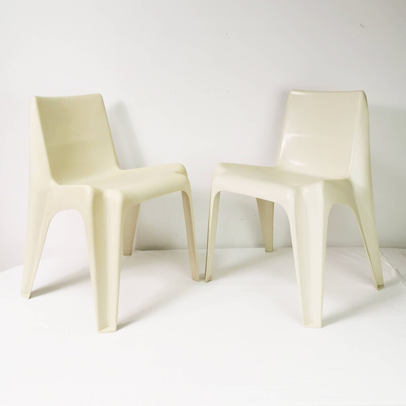 Pair of vintage thick plastic chairs by Bofinger for Helmut Batzer, Germany 1960