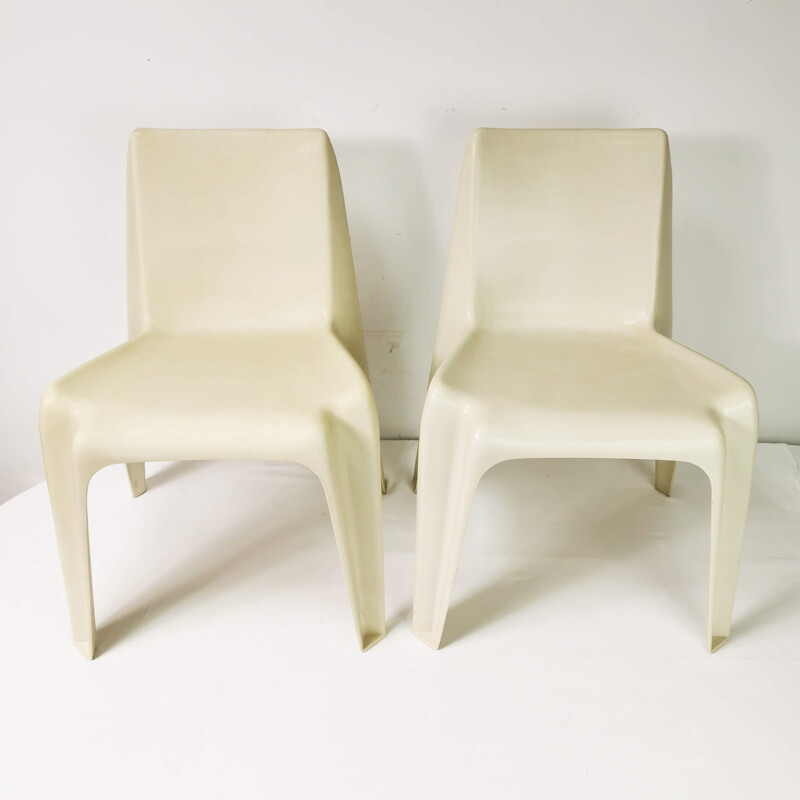 Pair of vintage thick plastic chairs by Bofinger for Helmut Batzer, Germany 1960