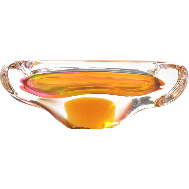 Vintage glass ashtray by Milena Velíšková for Skrdlovice Sklarna, Czechoslovakia 1960