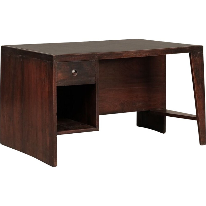 Vintage teakhouten pigeonhole bureau van Pierre Jeanneret voor Chandigarh, 1960