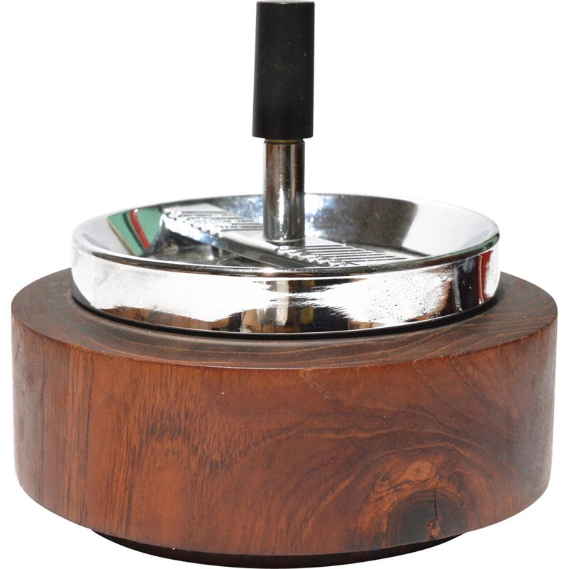 Teak vinatge rotary ashtray by Erhard & Söhne, Germany 1960s