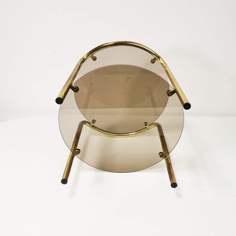 Round vintage Bauhaus side table in brass, Germany 1960