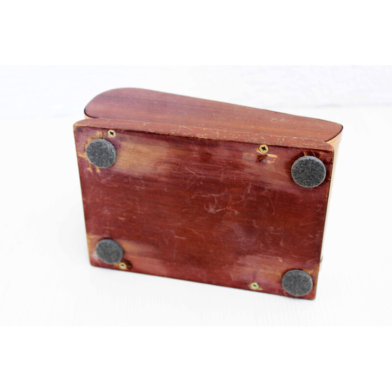Caja de puros Art Déco vintage en madera de haya y cobre, 1930