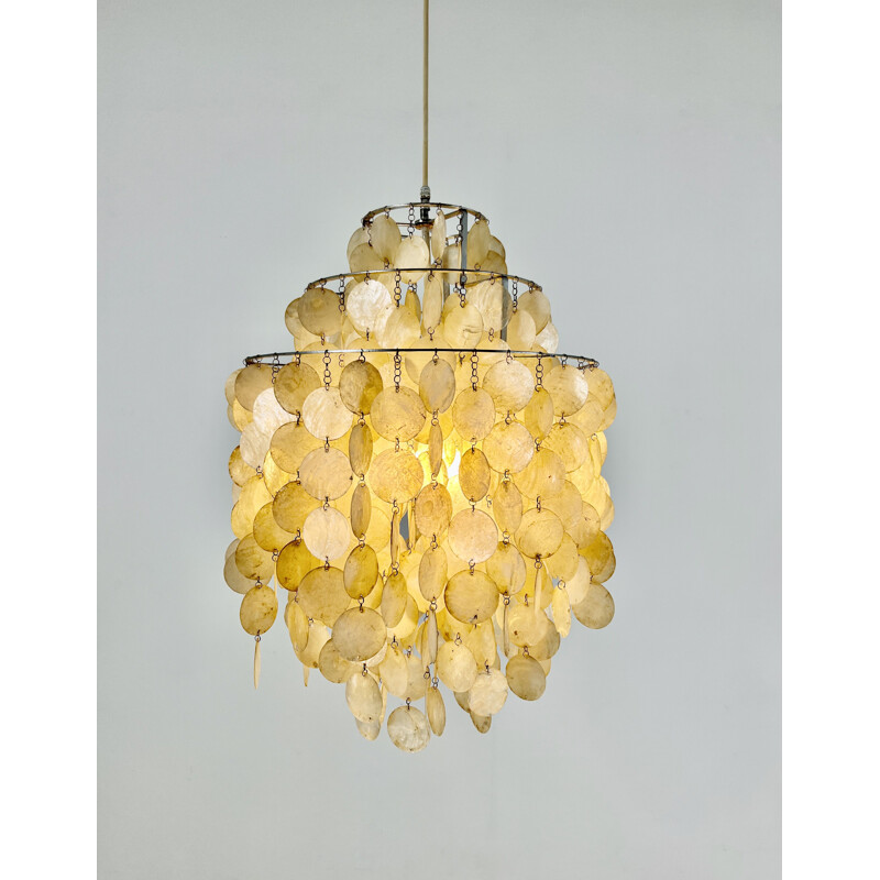 Vintage mother of pearl and metal chandelier by Verner Panton, 1970