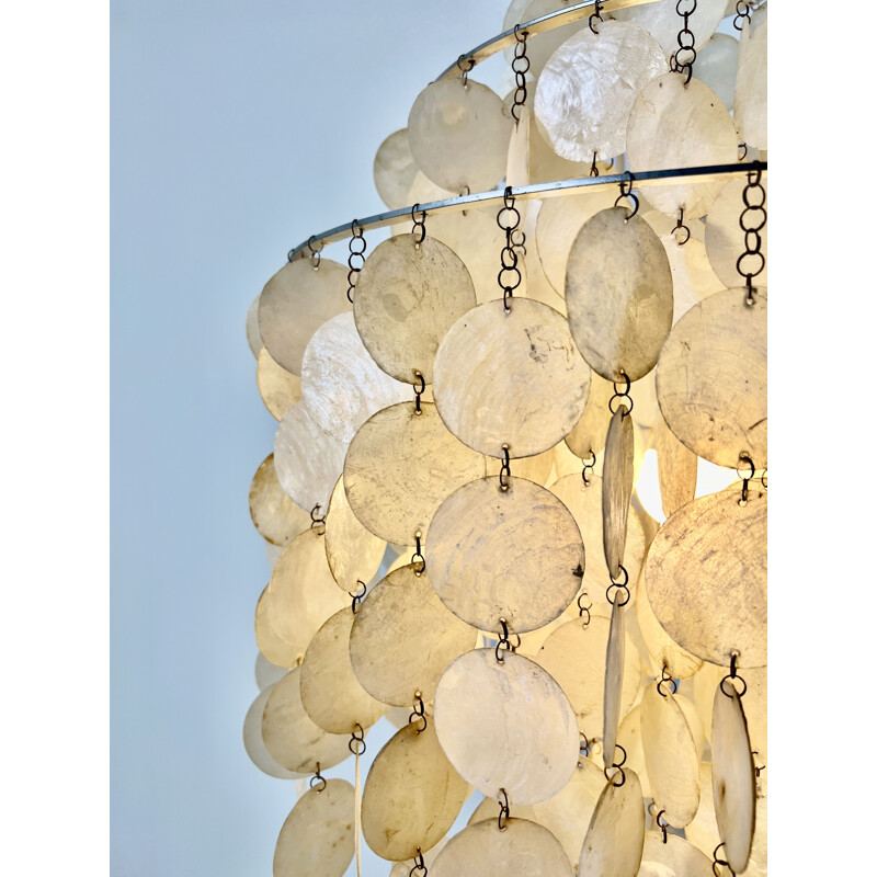 Vintage mother of pearl and metal chandelier by Verner Panton, 1970