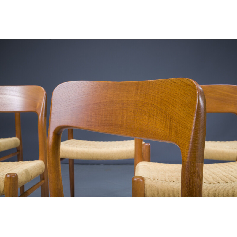 Set of 6 vintage Danish wood dining chairs by Niels Otto Møller for J.L. Møllers, 1960s