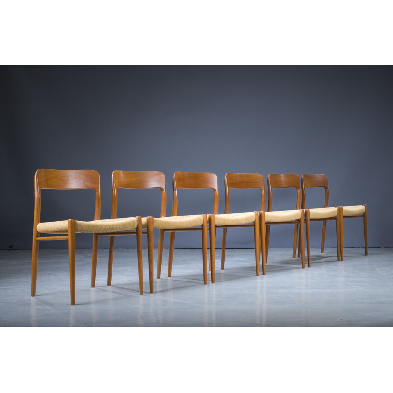 Set of 6 vintage Danish wood dining chairs by Niels Otto Møller for J.L. Møllers, 1960s