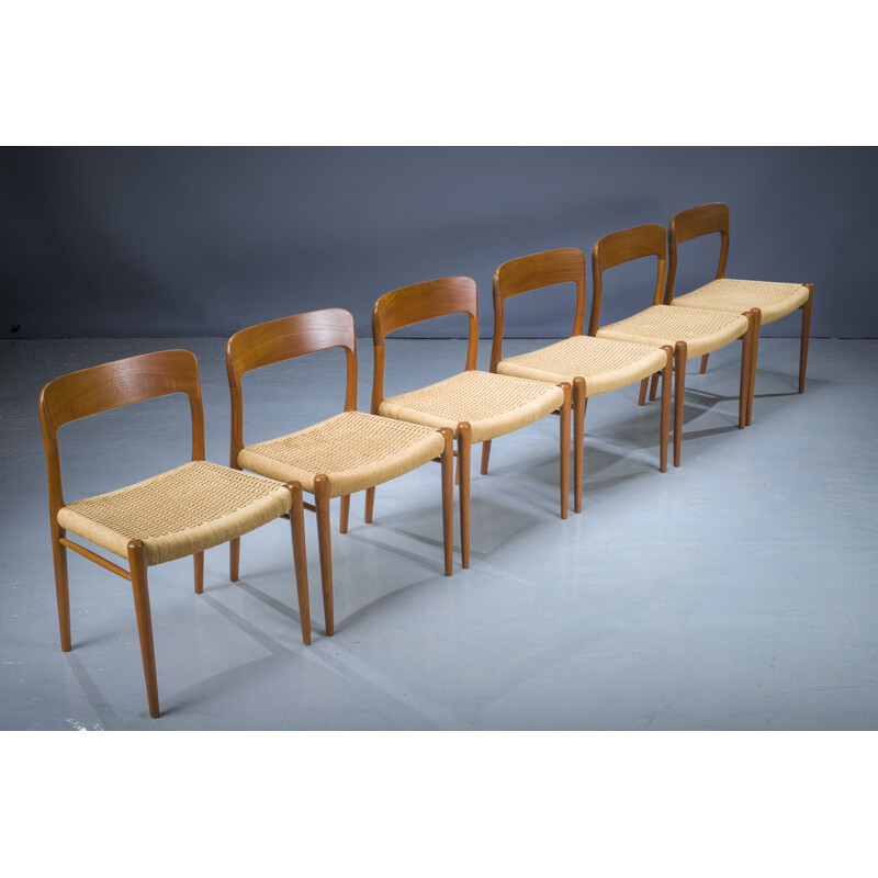 Ensemble de 6 chaises danoises vintage en bois par Niels Otto Møller pour J.L. Møllers, 1960