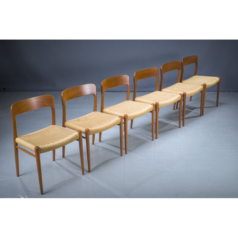 Set of 6 vintage Danish wood dining chairs by Niels Otto Møller for J.L. Møllers, 1960s