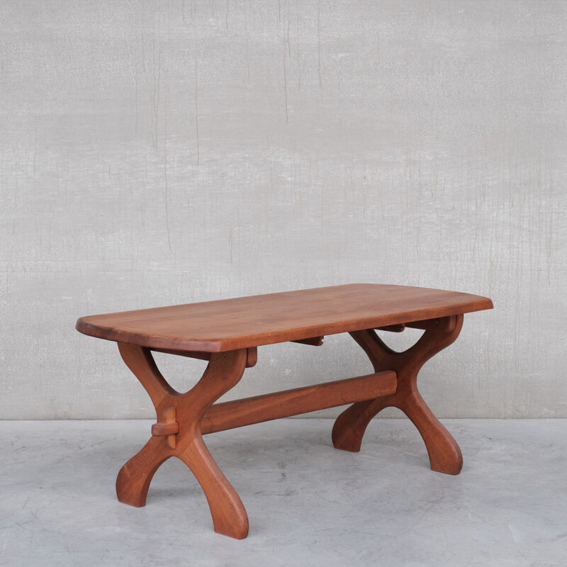 Mesa de madera Brutalista holandesa vintage, 1970