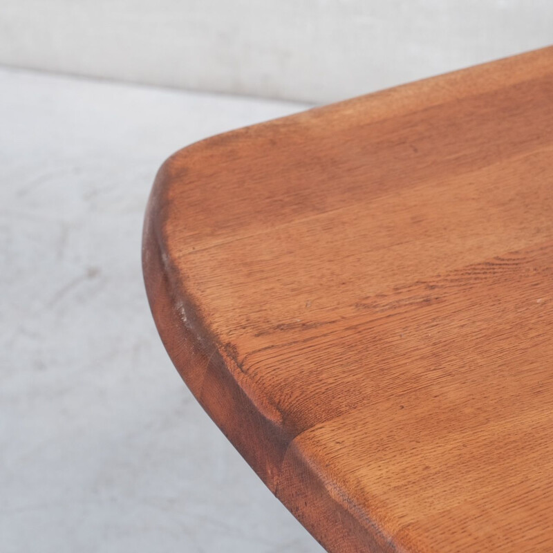 Brutalist vintage wooden Dutch dining table, 1970s