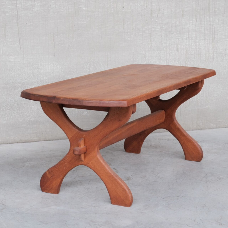 Table hollandaise brutaliste vintage en bois, 1970