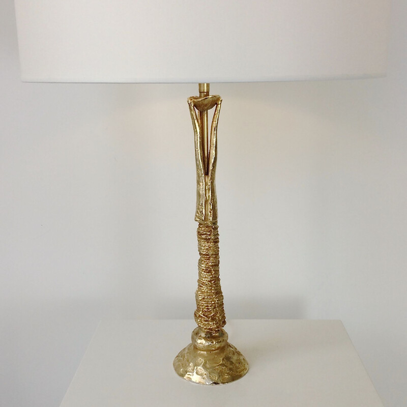 Vintage gilt bronze lamp by Pierre Casenove for Fondica, France 1990