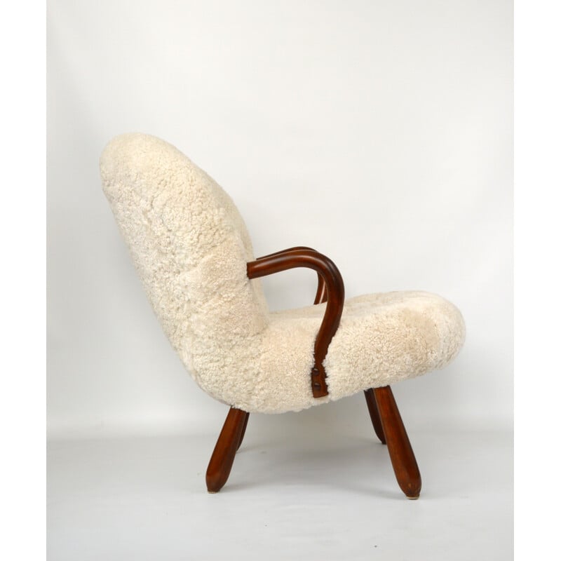 Re-upholstered Nordisk Staal "Clam" armchair, Philip ARCTANDER - 1940s FACTURE