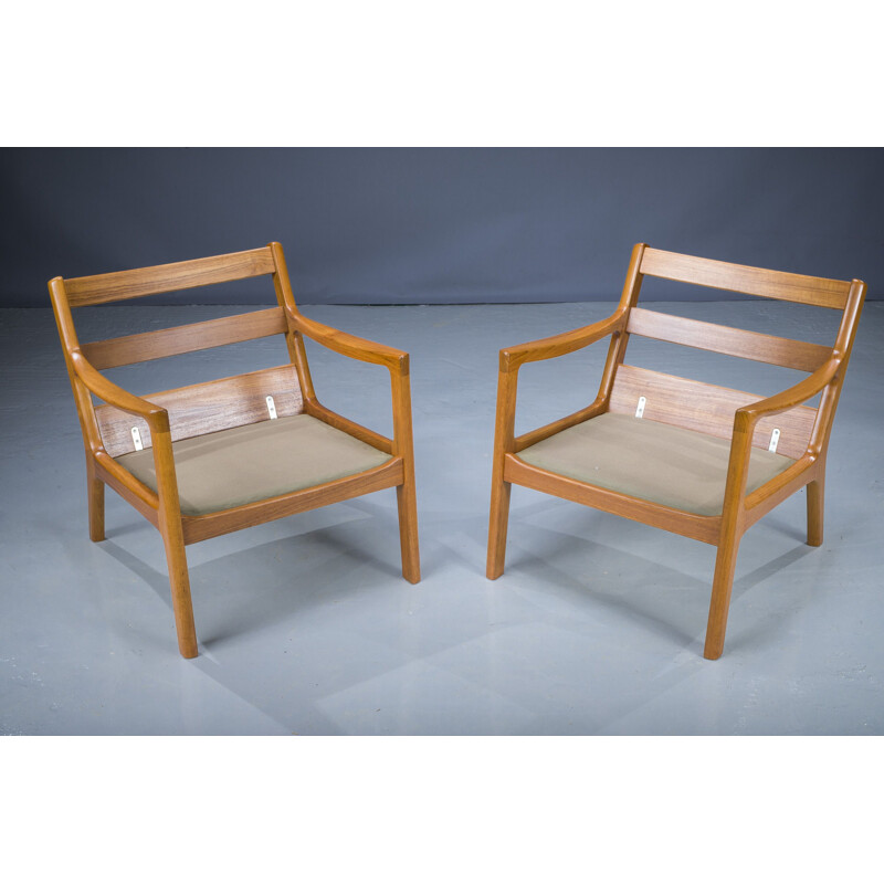 Paar vintage Senator fauteuils in teak van Ole Wanscher