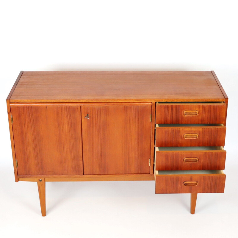 Vintage teak sideboard with four drawers, Sweden 1960