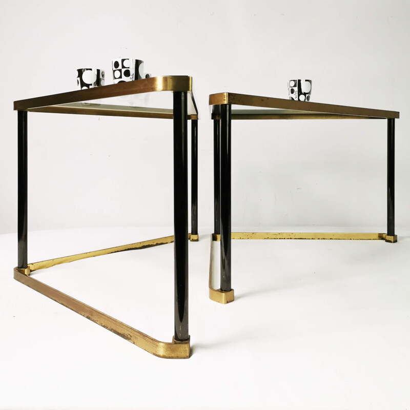 Vintage brass and glass coffee table, Germany 1960