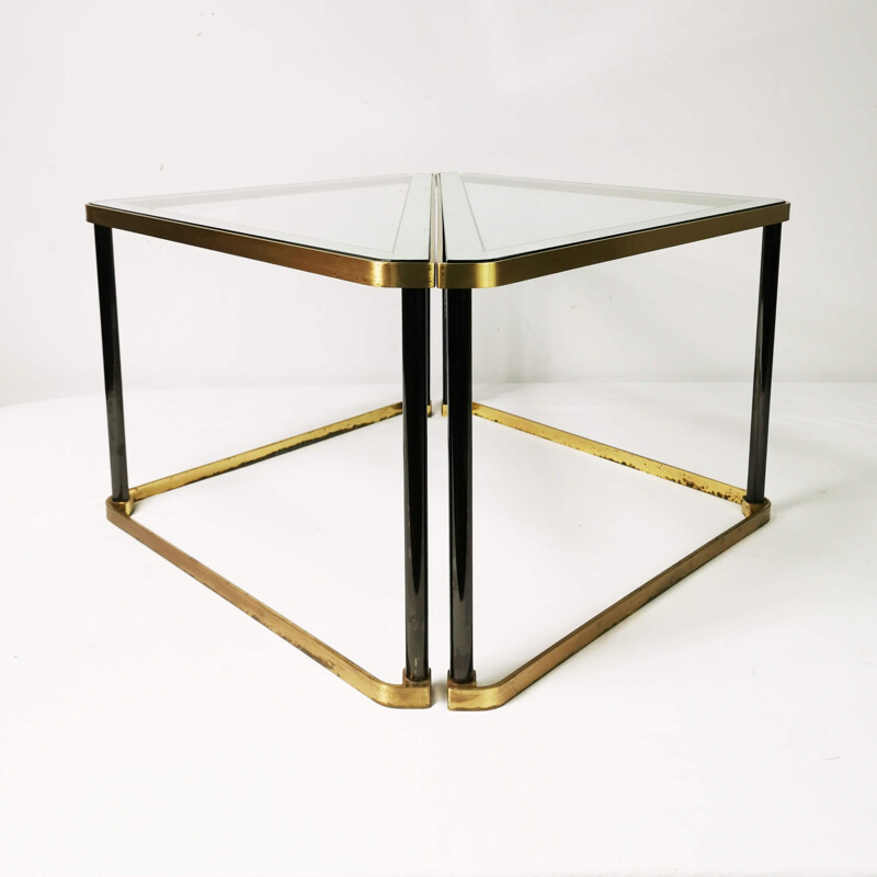 Vintage brass and glass coffee table, Germany 1960