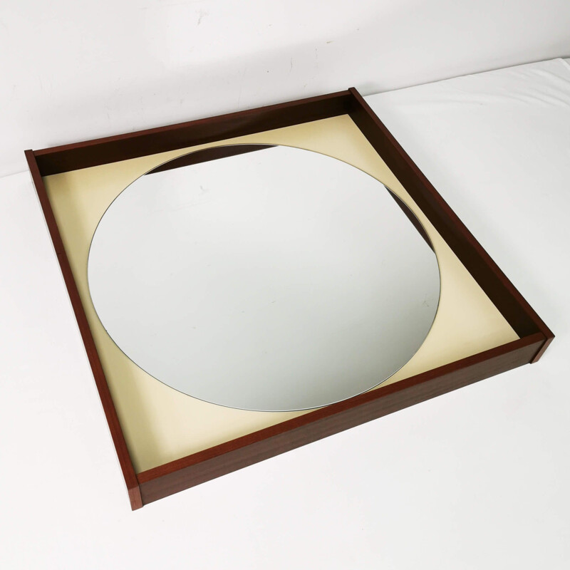 Vintage glass circle wall mirror, Germany 1980s