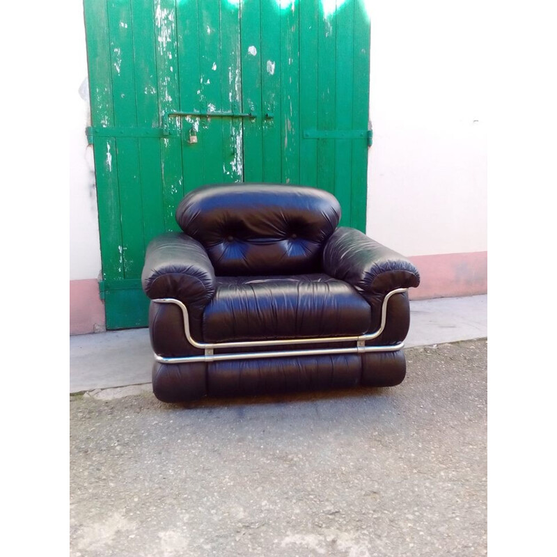 Mid century Italian armchair in leatherette - 1970s