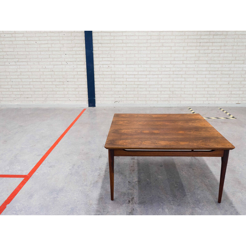 Vintage square rosewood coffee table - 1950s