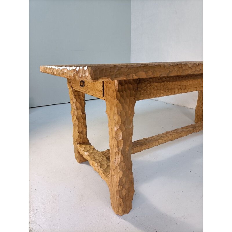 Brutalist vintage table in solid oakwood