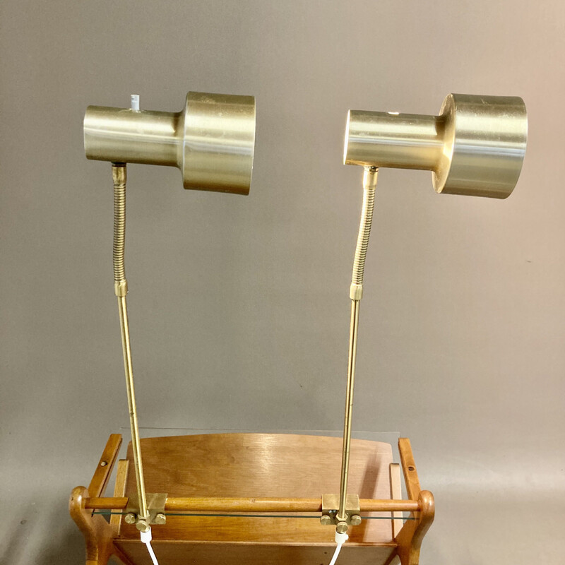 Pair of Scandinavian vintage modular metal lamps, 1950