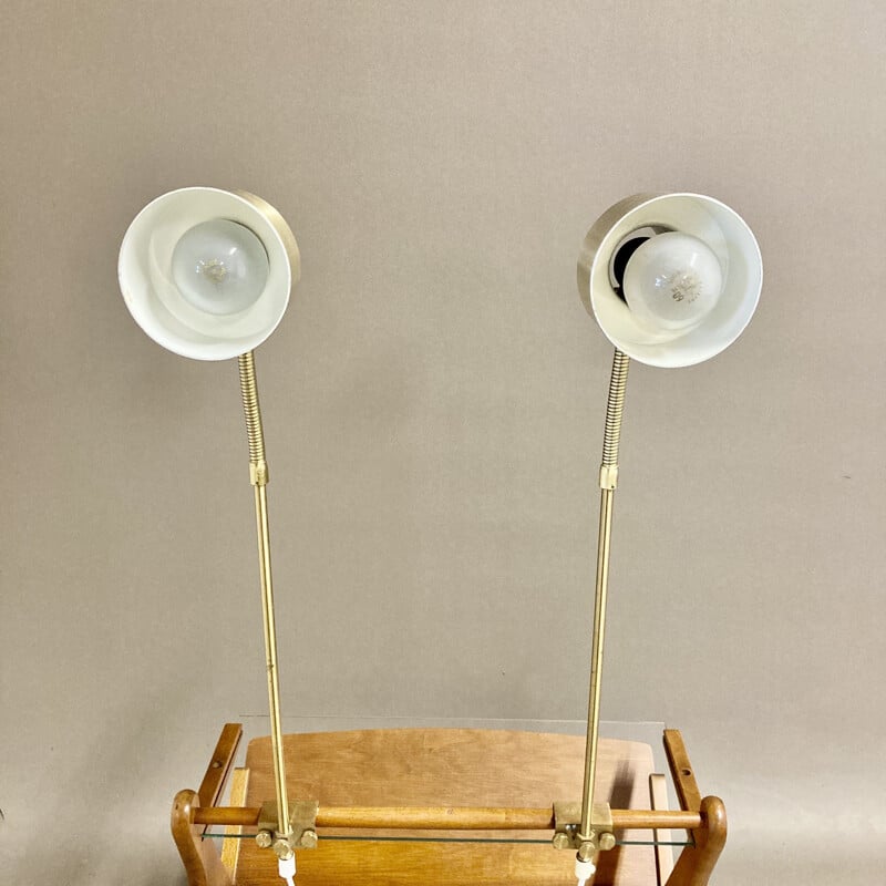 Pair of Scandinavian vintage modular metal lamps, 1950