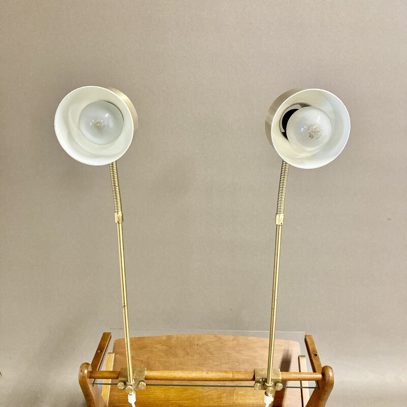 Paire de lampes modulables scandinave vintage en métal, 1950