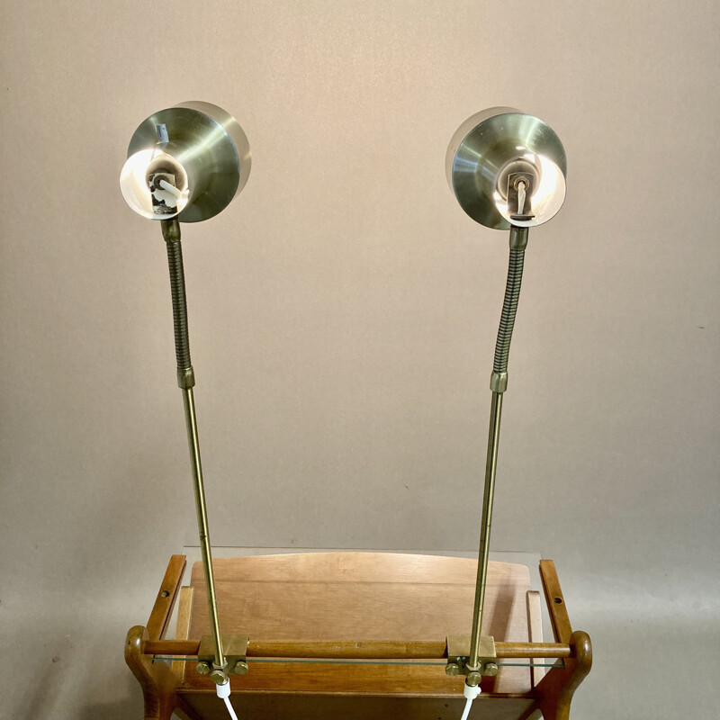 Paire de lampes modulables scandinave vintage en métal, 1950