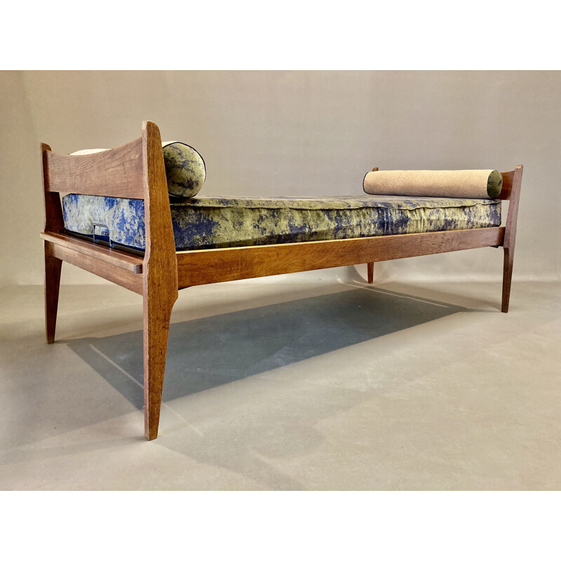 Vintage velvet and khaki cork daybed, 1950