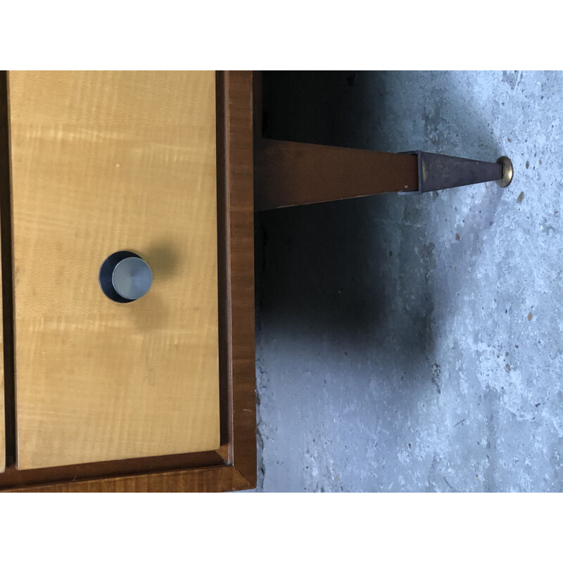 Italian vintage sideboard in varnished oakwood and ashwood veneer, 1950