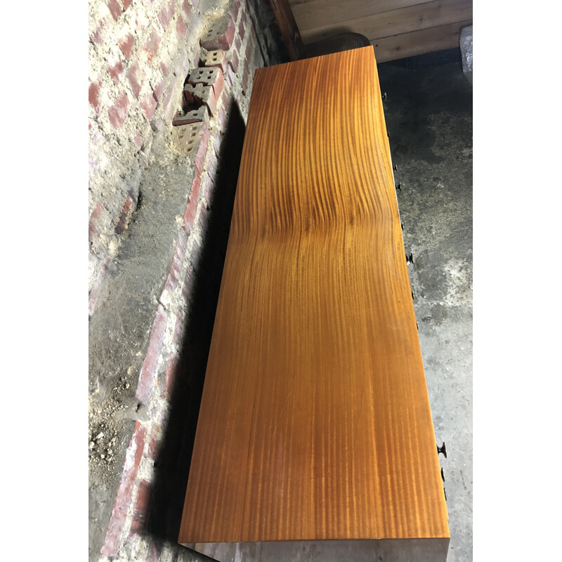 Italian vintage sideboard in varnished oakwood and ashwood veneer, 1950