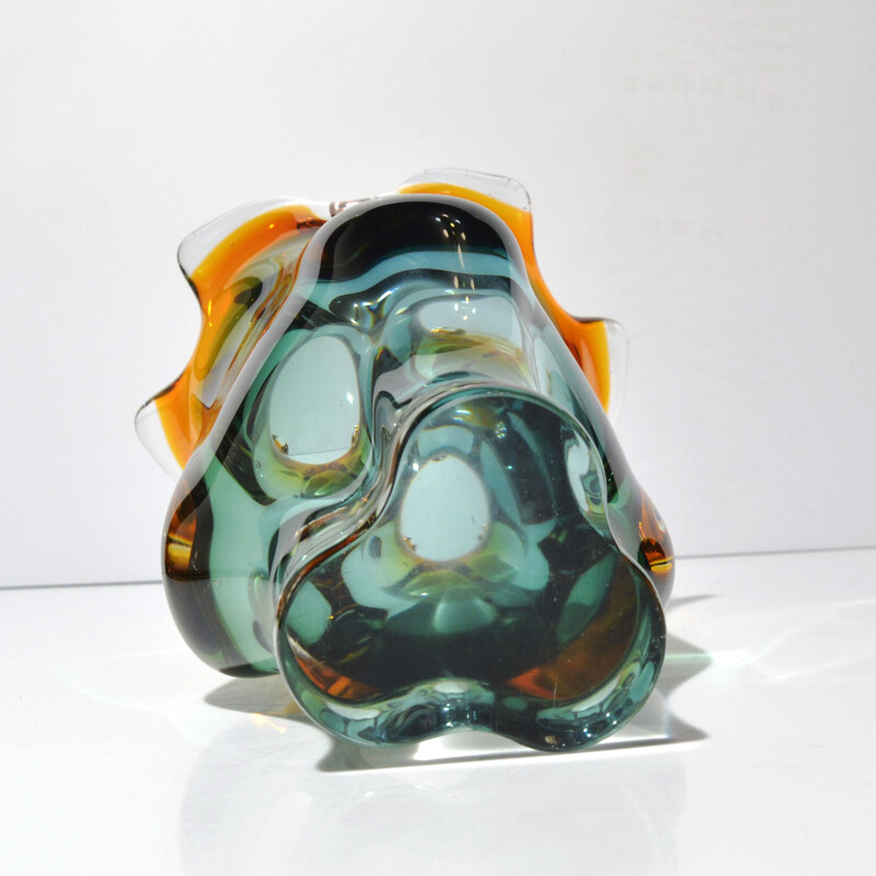 Vintage glass vase by Jozef Hospodka for Chribska Sklarna, Czechoslovakia 1960