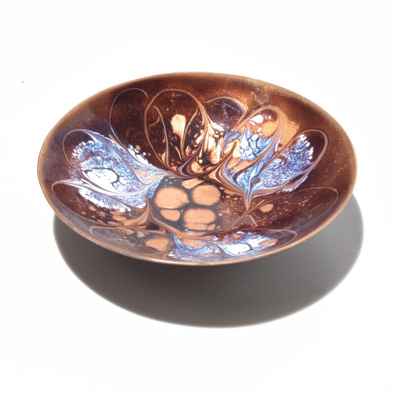 Vintage enameled copper bowl, Germany 1960