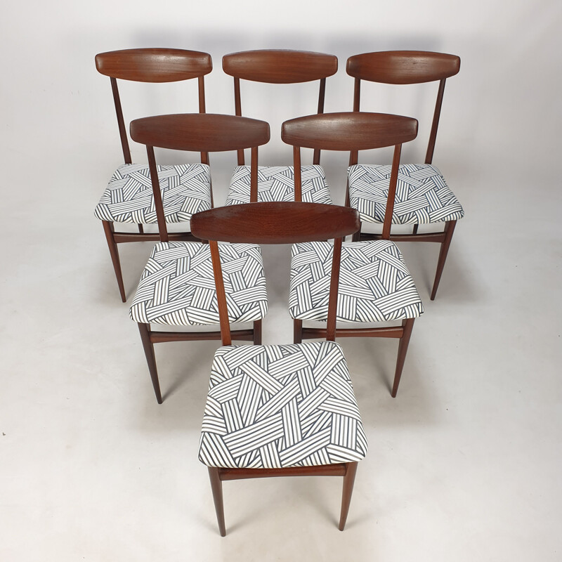 Ensemble de 6 chaises italiennes vintage en teck, 1950