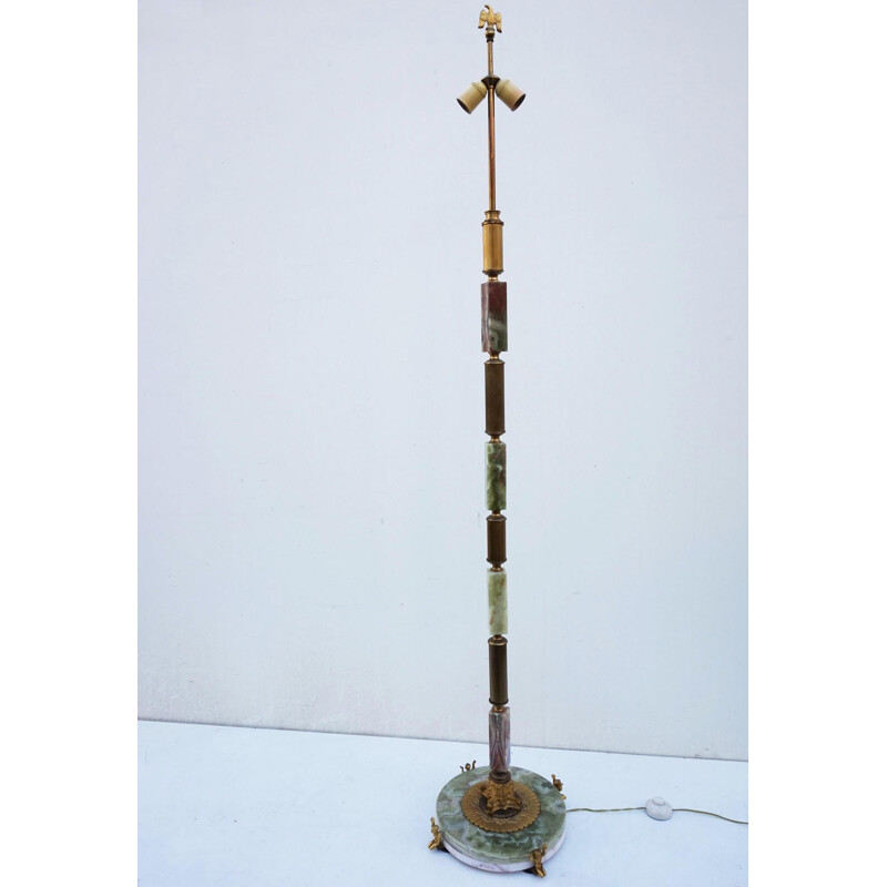 Vintage floor lamp in onyx marble and gold, Italy 1960